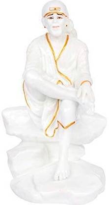 krishnagallery1 Marble Sai BaBa Statue Orange Colour Marble Finish Sai BaBa statue Decorative Showpiece  -  30 cm