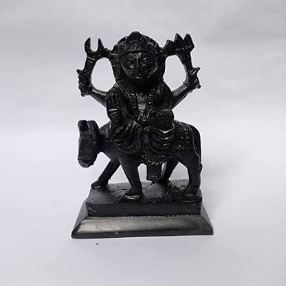 DEVAMA THE DIVINE Shani Dev Idol-Murti Black Stone डेकोरेटिव शोपीस  -  12.5 cm