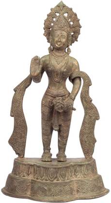 The surya craft Handmade Brass Metal God Vishnu Statue - A Divine Addition to Your Home Decor Decorative Showpiece  -  18 cm