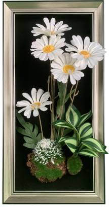 EPICS CRAFT 3D Model Rectangular Shaped Common Daisy Flower Wall Frame Decorative Showpiece  -  43 cm