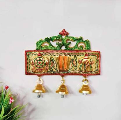 oyssta Tirupati Door Hanging Shankh Chakra Namah Latkan Meenkari Decorative for Home Decorative Showpiece - 15 cm