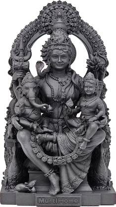 MurtiHome Ardhanarishvara Shiva Parvati Family Murti with Ganesha and Kartikeya Decorative Showpiece  -  10.4 cm