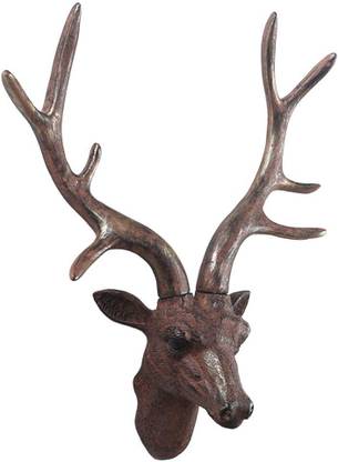 BNF 3D Deer Head Wall Decor Wall Animal Head Nordic Art Bathroom Accents Crafts Decorative Showpiece  -  12 cm