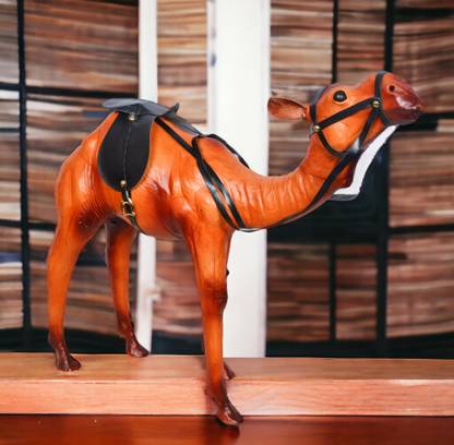 VMSK HandiCraft Standing Camel | Leather | 18” Inch Premium Decorative Showpiece - 47 cm