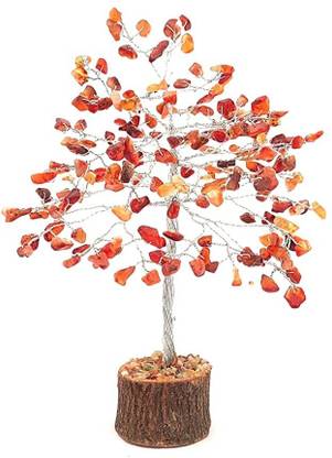 NDS NIRVANA NDS NIRVANA SEMIPRECIOUS STONE TREE 50 BEADS CARNELIAN For TABLE & CAR Decorative Showpiece  -  15 cm