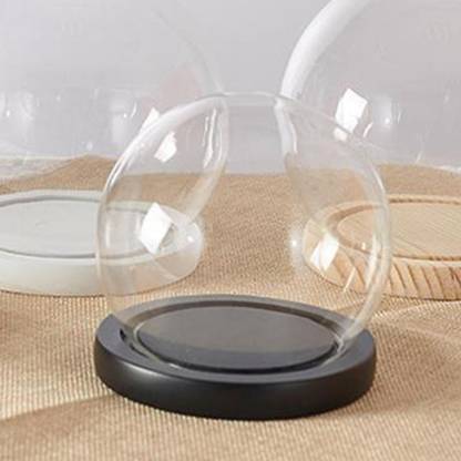 Lyla Display Dome with Base Transparent Showcase Glass Cover Container Glass Dome 12c Decorative Showpiece  -  10 cm