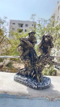 36 gun serve sampaan Mahatma Gandhi Three Monkey Set-Gandhi's 3 Wise Monkey Statue For Home Office Decorative Showpiece  -  16 cm