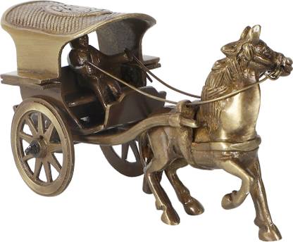 HanDecor by Two Moustaches Brass Horse Cart Big Decorative Showpiece  -  7.5 cm