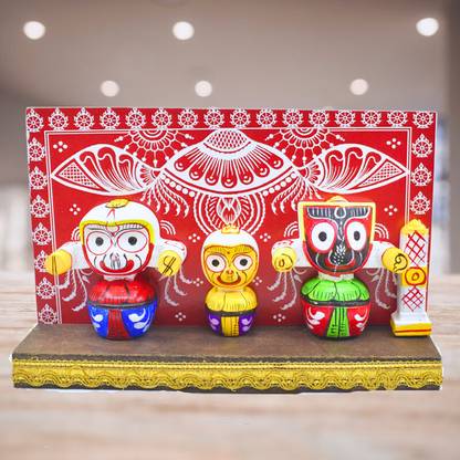 Jagannath World Deity Set with Singhasana - Lord Jagannath, Subhadra, Balabhadra, Sudarshana Decorative Showpiece  -  12.5 cm