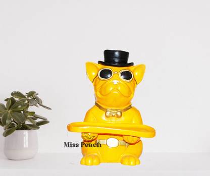 Miss Peach "Charming Resin Storage Dog Statue: A Whimsical Fusion of Art and Utility" Decorative Showpiece  -  23 cm