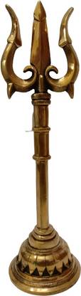 BRASS BLESSING BRASS TRISHUL Trident of Hindu Lord Shiva | SHIV Weapon (2511) Decorative Showpiece  -  4 cm