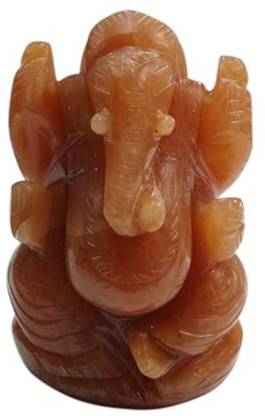 RATI HANDICRAFTS Red Aventurine Stone Religious Idol Ganesha Decorative Showpiece  -  5 cm