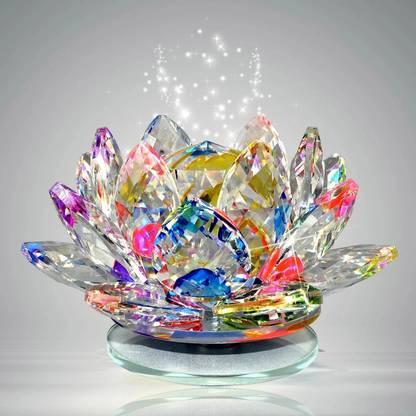 REIKI CRYSTAL PRODUCTS Vastu Lotus Feng Shui Lotus Transparent Crystal Lotus For Positive Energy Gift Item And Good Luck & Brings Prosperity, Success Decorative Showpiece Lotus Size - 50 mm Approx Decorative Showpiece  -  7.5 cm