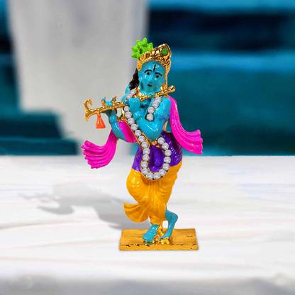 Utkarsh Kahna Standing Bansi Krishna (St-2083)Metal God Stand Statue for Home Décor Decorative Showpiece  -  6.5 cm