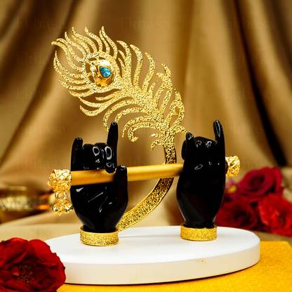 Ekhasa Lord Krishna Hands with Flute Idol | | Krishna Statue for Car Dashboard | Decorative Showpiece  -  10 cm