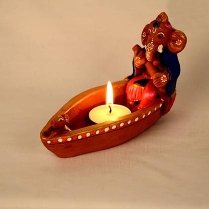 ExclusiveLane Handpainted Boat Ganesha Decorative Showpiece  -  11 cm