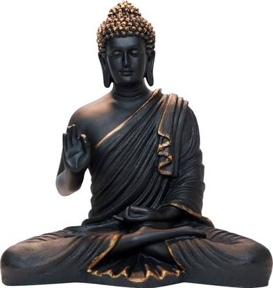 Vihaan Creation Buddha Statue, Black and Gold, Seated Pose, 38 cm Decorative Showpiece  -  38 cm
