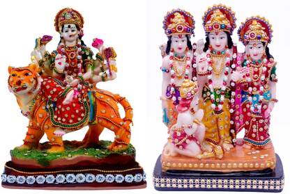 Green Value durga mata murti and ram darbar murti for pooja Decorative Showpiece  -  21 cm