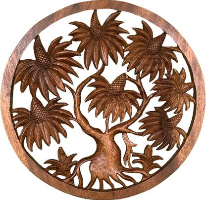 EPICS CRAFT Wooden Palm Tree Wall Frame Handicraft Decorative Showpiece  -  40 cm