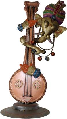 Vandana Collection Ganpati with Sitar, Handcrafted Musical Instrument Vintage-Style Decorative Showpiece  -  52 cm