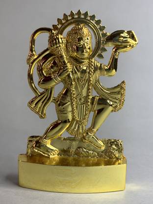 Rudra Swaroop Hanuman ji in golden Decorative Showpiece  -  11 cm