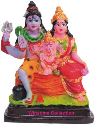 WINSOME COLLECTION Shiv Shanker Parivar Ganesha Ganpati Parvati Idol Murti Statue Showpiece Decorative Showpiece  -  14 cm