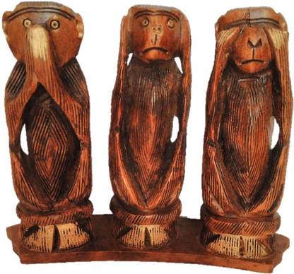 JaipurCrafts Handmade Gandhi's Monkeys Statue Showpiece Decorative Showpiece  -  10.16 cm