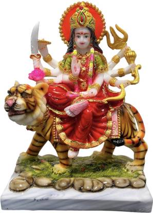 Rama Collections Goddess Sherawali MATA Durga Maa Vaishno Devi Murti for Pooja Room Home Temple Decorative Showpiece  -  33.02 cm