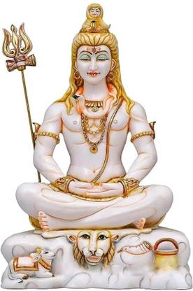 Archna Handicraft Hand Printed Shiv Ji Murti Lord Shiva Statue(10.5 Inch) (White)(1760 Grms.) Decorative Showpiece  -  26.25 cm