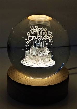 Lilone Happy Birthday Crystal Ball USB Lamp Decorative Showpiece  -  8 cm