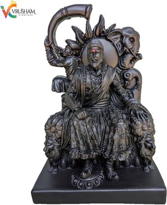 Vrusham Creations Chatrapati Shivaji Maharaj Statue Tutari Mavle Antique Design 4 inch Decorative Showpiece  -  10 cm