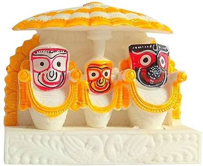 Real Craft Marble handicrafts of Lord Jagannath Balaram Subhadra Idol for car Dashboard | Idols for Gift | Idols for Home décor and Pooja Decorative Showpiece  -  10 cm