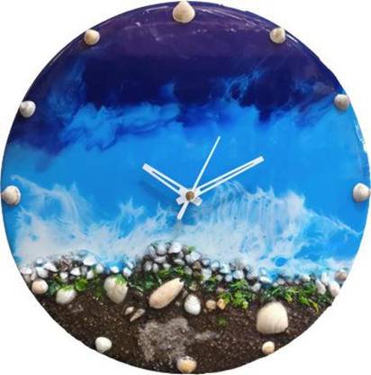 THE RESIN HUB INDORE Ocean Effect Resin Wall Clock with 30x30 size Decorative Showpiece  -  2 cm