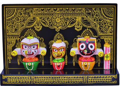Real Craft Shree Jagannath,Subhadra,Balabhadra,Sudarshana In Singhasana ,Height 16 Cm Lenghth 23.5 Cm Weight 350 Gm Decorative Showpiece  -  16 cm