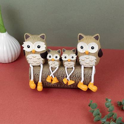 House of Crafts Owl Showpiece Leg Hanging Dolls Family Couple Statue for Table Decor idol Decorative Showpiece  -  15 cm