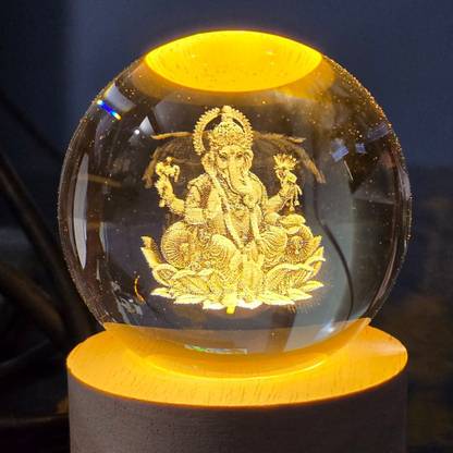 Aipom 3D Lord Ganesh Ji Crystal Ball Night Lamp