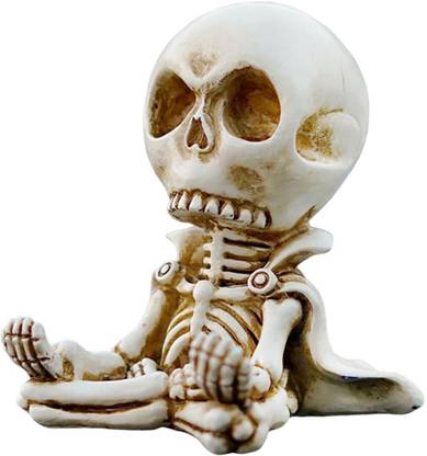 Lyla Skull Figurine Realistic Macabre Skull Sculpture for Halloween Desktop Shelf Decorative Showpiece  -  5 cm