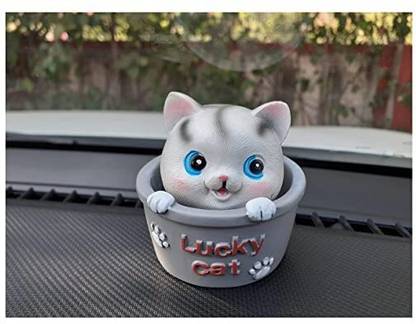Ascension Cat Bobble Head Toy for Car Dashboard Cute Smiley Face Cat Springs Toys for Home Decorative Showpiece  -  5.5 cm