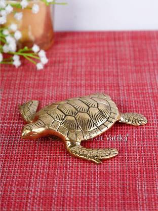 CraftVatika Brass Tortoise for Good Luck Showpiece Turtle Kachua Tortoise for Feng Shui and Vastu Best Gift for Career and Luck Home Decoration Decorative Showpiece  -  2.54 cm