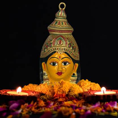 salvusappsolutions Handmade Metal Goddess Varalakshmi/Varalaxmi Amman Face Mask for Pooja, Home Temple & Gift Showpiece (10 cm) Decorative Showpiece  -  10 cm