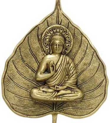 shree aadi shakti Superfine Brass Buddha statue On Piple Leaf| Buddha Statue Show Piece Decorative Showpiece  -  22 cm