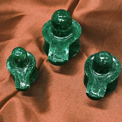 Benares Souvenirs Margaj Green Jade Marakatha Shiva Lingam Green Aventurine Shivling 70 Grams Decorative Showpiece  -  4.5 cm