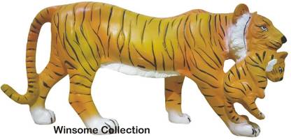 WINSOME COLLECTION Lion Tiger cub statue Showpiece Mother baby Animal Figurine Decorative Showpiece  -  16 cm