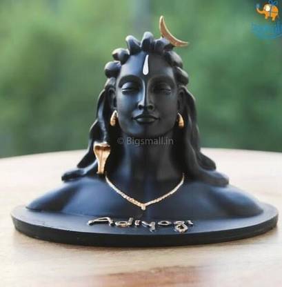 SBBCO Divine Edge Polyresin Adiyogi Shiv Ji Statue For Pooja Room & Car Dashboard Decorative Showpiece - 11 cm