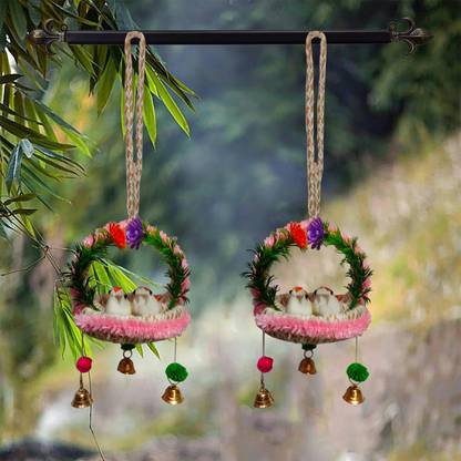 The Shine Store Decorative Artificial Birds Nest Hanging Made of Natural Grass for Home Décor Decorative Showpiece  -  26 cm