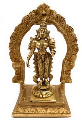 Brass Idols Brass Goddess Lakshmi Idol Hindu Laxmi With Prabhavali Statue Decorative Showpiece  -  20 cm