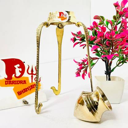 DARIDRA BHANJAN Shivling stand, Abhishekam stand, Shiv snake shiva kalash lota stand shivling Decorative Showpiece  -  22 cm