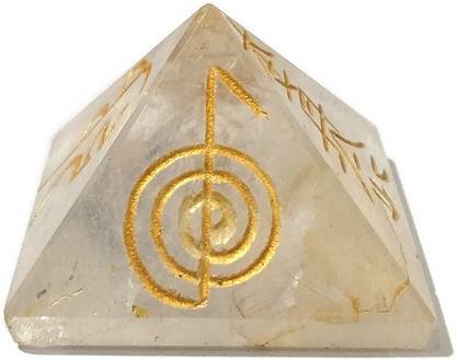 CRYSTU Natural Clear Quartz Pyramid Reiki Healing for Vastu Correction 30 mm Decorative Showpiece  -  3 cm