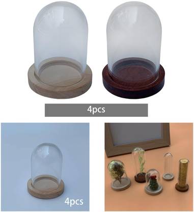 Lyla Glass Cloche Dome DIY Bell Jar Display Case for Wedding Valentine's Day Home Yel Decorative Showpiece  -  10 cm