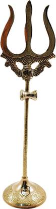 Neo Classic Brass Lord Shiva Trishul with Damru for Pooja Room Height 5 Inch Decorative Showpiece  -  12 cm